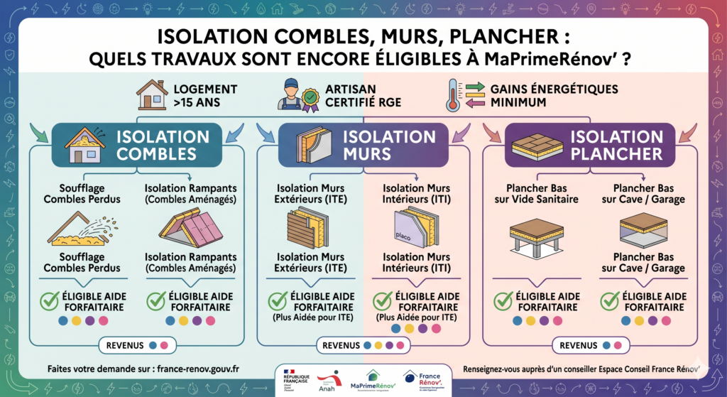 Isolation combles, murs, plancher : quels travaux sont encore éligibles à MaPrimeRénov'