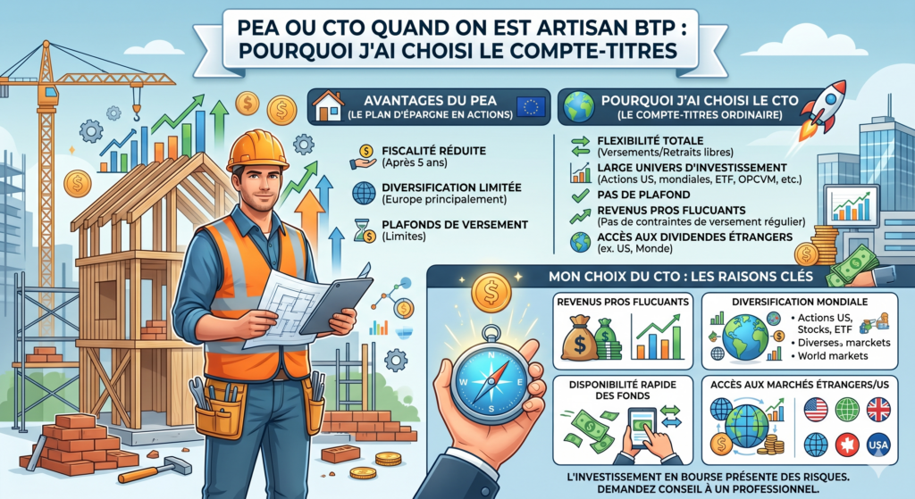 PEA ou CTO quand on est artisan BTP : pourquoi j'ai choisi le compte-titres