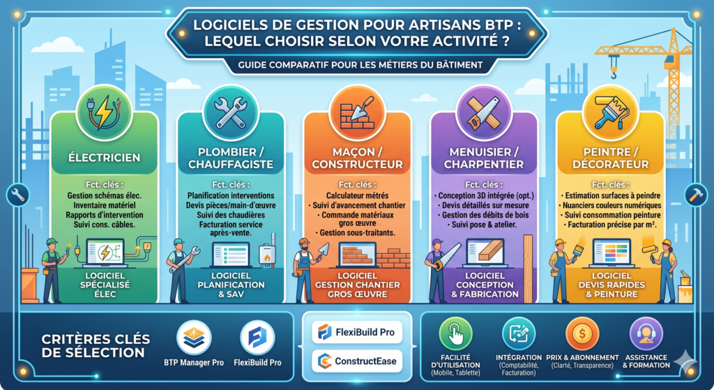 Logiciels de gestion pour artisans BTP : lequel choisir selon votre activité ?