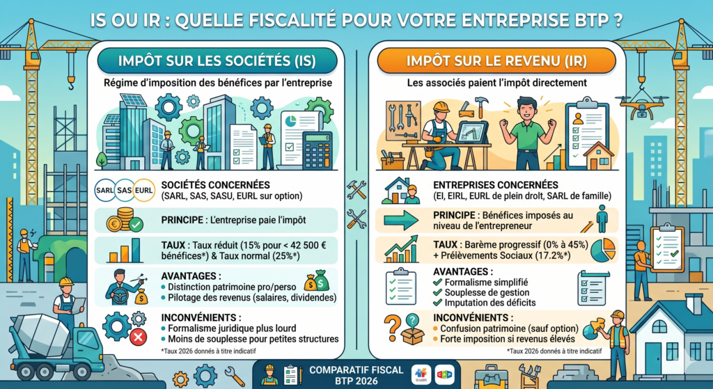 S ou IR : quelle fiscalité pour votre entreprise BTP ? Le guide pour choisir au bon moment