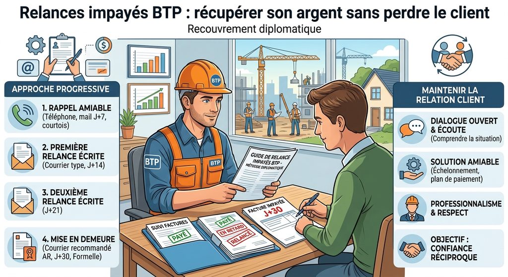 Relances impayés BTP : récupérer son argent sans perdre le client